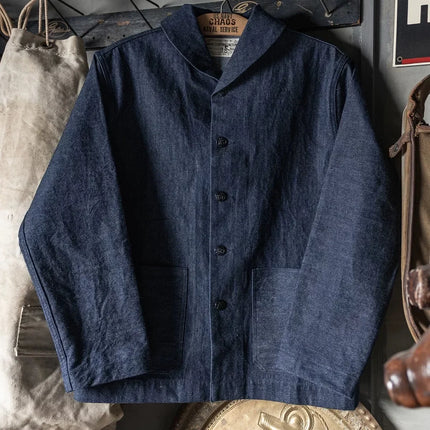 Rugged Bronson 1922 USN Denim Dungaree Jumper Vintage Sailors Deck Work Jacket Indigo