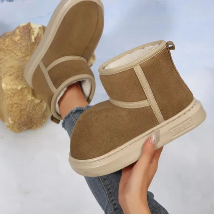 Solid Color Snow Boots Bag with 2026 New Plush Thickened Furry Slippers, Winter Warm Cotton Shoes, Cold-Resistant