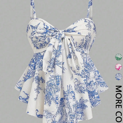 Women's Texture Print Close-Fitting Halter Top Elegant for Vacation Commuting And Daily Wear Single Piece