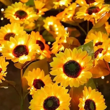 Solar Powered Sunflower Light Outdoor Waterproof LED Ground Insert Lawn Lamp For Garden Lawn Courtyard Decoration