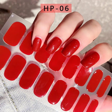 Semi Cured Wraps Fast Gel Nail Sticker Soild Nail Gel Wraps Adhesive Full Cover Gel Nail Decal UV Lamp Cured Manicure Decoration