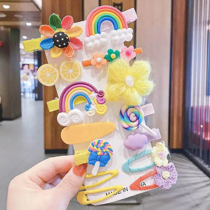 Children's Hair Clip Toddlers Headgear Little Girl Hair Clips Cute Princess Fruit Rabbit Rainbow Barrettes Baby Bangs Headdress