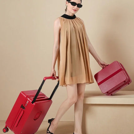 20+14'24+14' Luggage Set with USB & Cup Holder TSA Lock 360° Wheels Side-standing Foot Hook PC+ABS Suitcase Foldable Travel Case