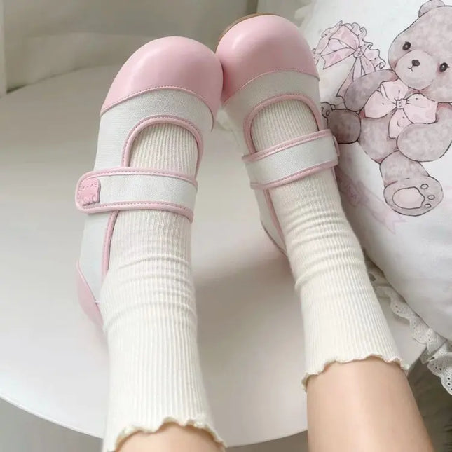 Small cute round toe flat sole single shoe with color matching breathable low heel simple comfortable women's shoes