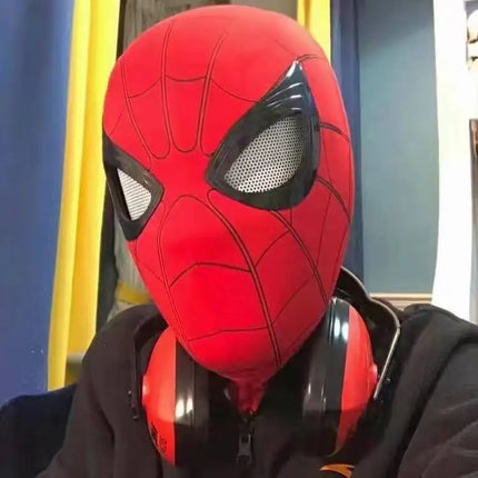 2026 Popular Breathable Spider Man Headset with Chin Operable Blink Touch Glowing Mask Miles Halloween Cosplay Boys Headgear Toy