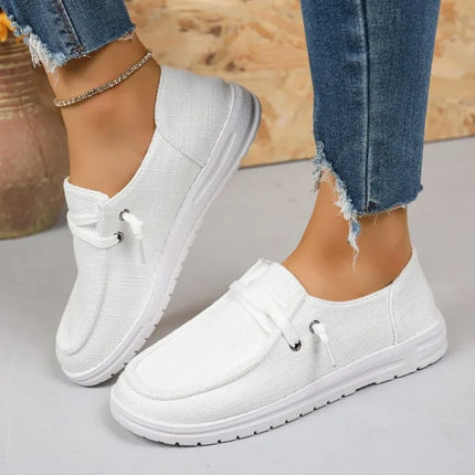 Women Canvas Shoes Women Casual Sneakers Breathable Loafers Comfortable Solid Color Soft Sole Shoes