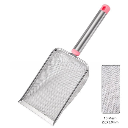 Stainless Steel Fine Mesh Cat Litter Scoop Easy To Clean Non-Stick Shovel For Reptiles Sand Efficient Durable Litter Scoop