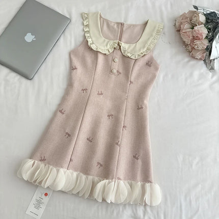MEXZT Sweet Pink Mini Dress Women Fashion Kawaii Party Bow Patchwork Dresses Korean Elegant Sundress Summer Bodycon Vestidos New