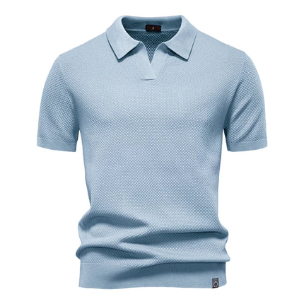 AIOPESON Men's Summer Breathable Polo Shirt Short Sleeve Solid Color Casual Polo Shirts for Men Lightweight Stretch Polo ﻿