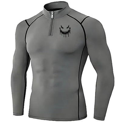 Men's Quick Dry Breathable Quarter Zip Polo Shirts Slim Fit Stretch Short Sleeve Stand Collar Workout Training Sport GYM
