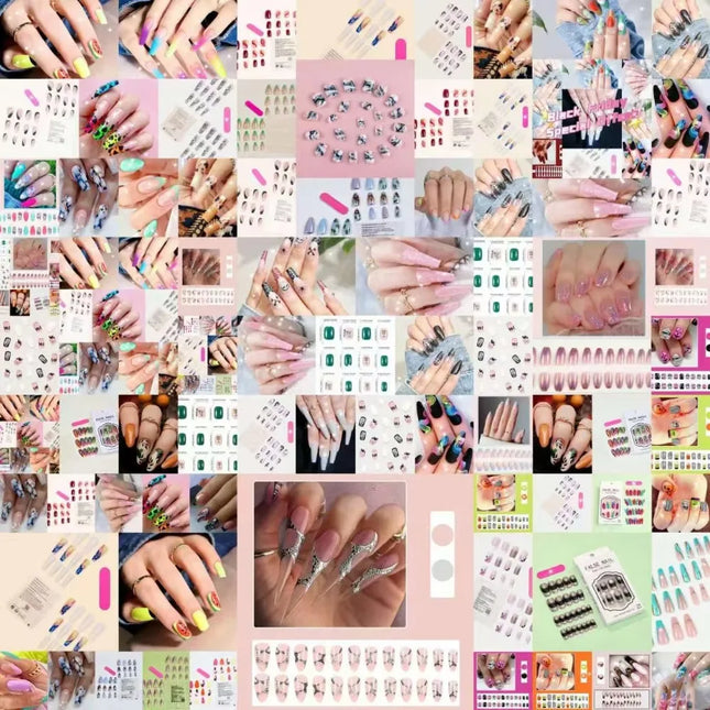 24 uñas postizas cortas de color rosa nude con estampado de leopardo y punta francesa, con lazos 3D, mariposas y cerezas para pegar.