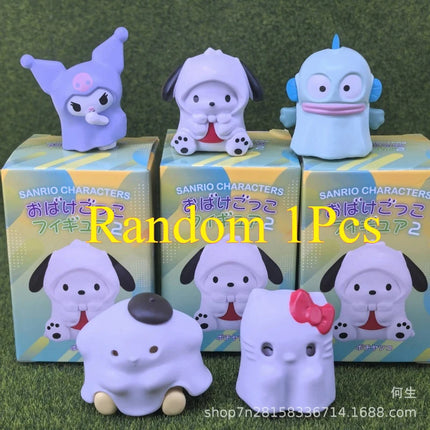 Sanrio Blind Box Toys Halloween Ghost Dress Up Figure Kuromi Hello Kitty Pochacco Hangyodon Doll Model Toys