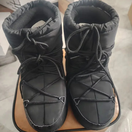 Women's Waterproof and Non-slip Cloth Space 2025 New platform heels  Short Tube Thickened Warm Snow Boots