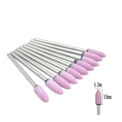 10pcs/set Corundum Nail Drill Bits 3/32" Rotary Ceramic Stone Burr Cutters for Manicure Nails Accessories Tool