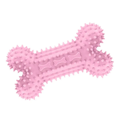 Dog Chew Toys for Cleaning Teeth Pink Soft Rubber Bone Funny Ball Interactive Donut Treat Set for Small Medium Dogs Pet Gifts