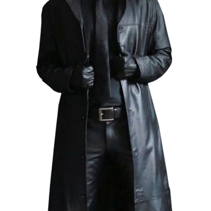 Hot Selling in Stock Men's Extended Trench Coat Men's Fashion ExtendedPULeather Slim Fit Fashion Leather Coat