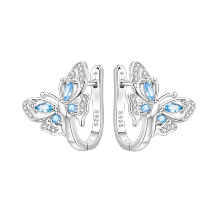 Orstarry 925 Sterling Silver Blue Zircon Starry Sky Earring Original Jewelry Hoop Earrings Women Jewelry Party Trendy Gifts