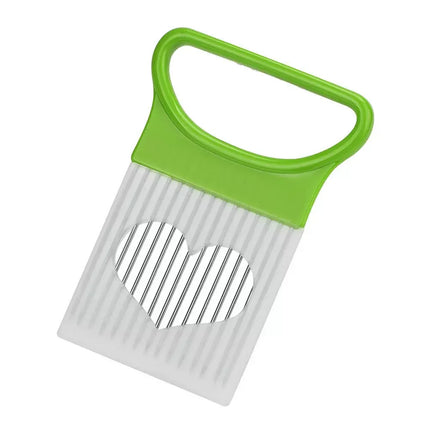 Effortlessly Slice Onions With This 1pc Colorful Onion Slicer Kitchen Stainless Steel Potato Chip Onion Holder - product imag