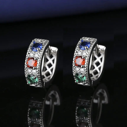 High-quality 925 Sterling Silver Crystal Fashion Circle Hoop Earrings for Woman Wedding Party Gift Street Versatile Jewelry