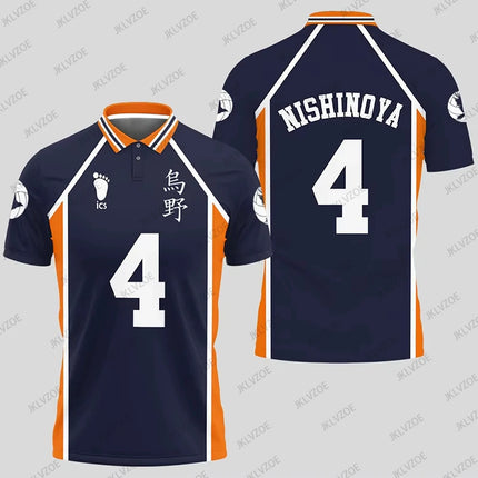 Haikyuu Hinata 10 Cosplay Polo Shirts Summer Shorts Sleeve Men Polos Volleyball Uniform Japan Sports Jerseys Kids Adult Tops