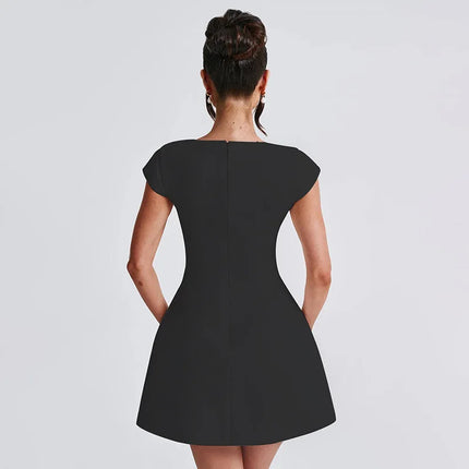 Avrilyaan Square Neck Short Sleeve Sexy A-line Dress Women 2024 Nightclub Party Dress Elegant Bodycon Mini Summer Dress Vestidos