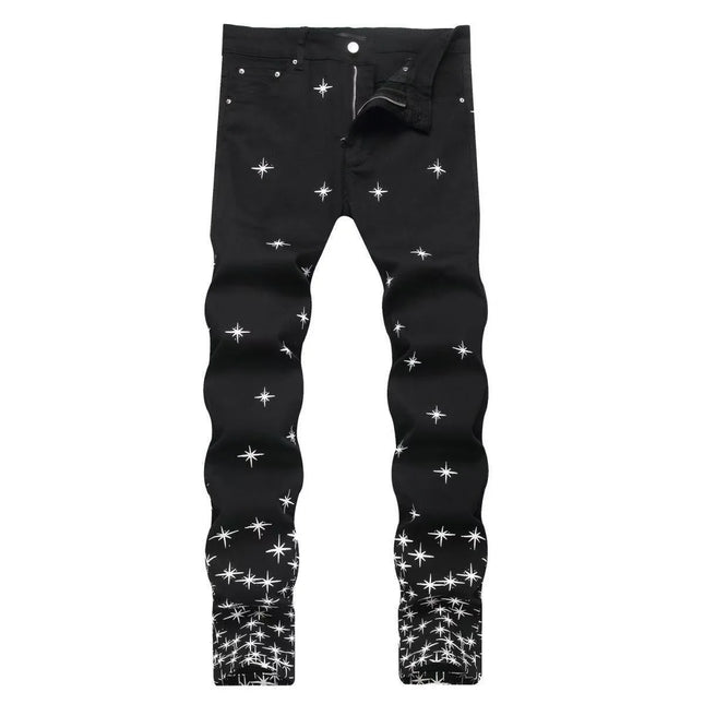 Herbst- und Wintermodetrenddruck Retro Straight Tube Elastische Herren-Jeanshosen Lässige Sport Bequeme Hochwertige Jeans