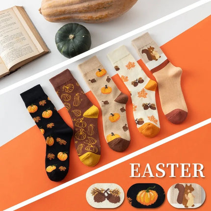 Halloween  Women's Socks Pumpkin Squirrel Cartoon Socks Versatile and Comfortable Socks