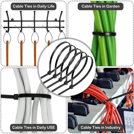 1000/100Pcs Nylon Cable Ties Self-locking Cord Ties Straps Adjustable Cables Fastening Loop Home Office Wire Zip - product im