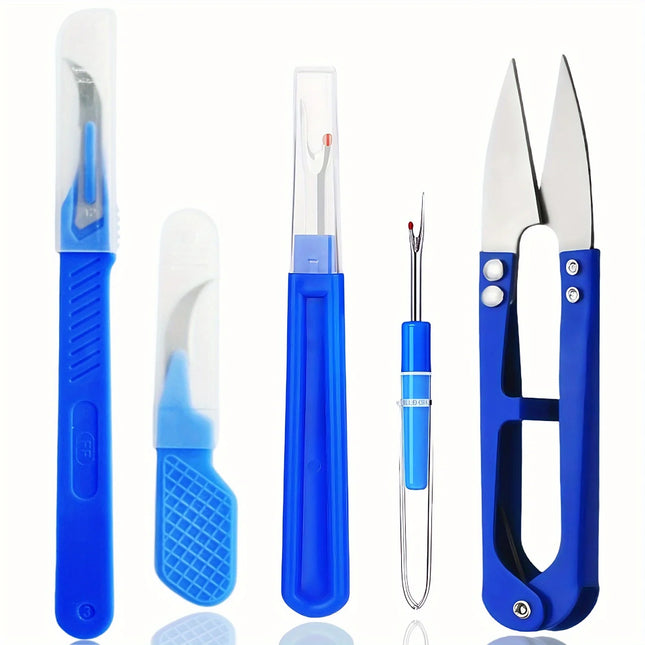 5 Pieces of Blue Sewing Tear Machine Kit, Including Thread Tear Machine, Suture Tear Machine, and Scissors for Removing Stitches