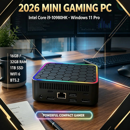 2026 Mini PC Core i9 10980HK Windows 11 Computer 16GB RAM 1TB M.2 SSD Portable Gaming Computer 60Hz 4K HD Mini Desktop PC Gamer