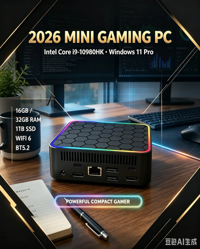 Mini PC Core i9 10980HK Windows 11 Computer 16GB RAM 1TB M.2 SSD Portable Gaming Computer 60Hz 4K HD - product image 2