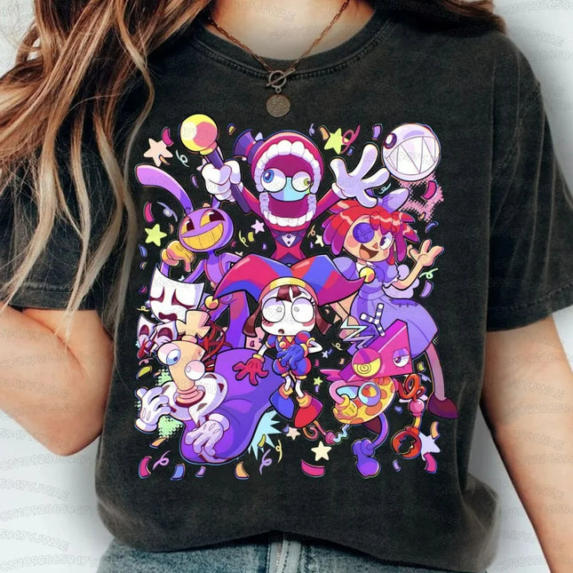 The Amazing Digital Circus Damen Herren Kurzarm Sommer Baumwolle Y2K Kleidung Mode Bequeme Freizeit Oberteile T-Shirt