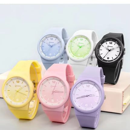 Pink Quartz Children Watches Silicone Strap Waterpoof Blue Analog Teenage Wriwtches for Girls Boys