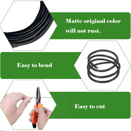 5m/roll Garden Bonsai Shape Aluminum Wire 1.0mm, 1.5mm, 2.0mm, 3mm, 4mm, 5mm Black Six Sizes for Garden and Plant Shapes
