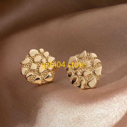 13MD Irregular Gold Earrings Geometric Earrings Alloy Texture Perfect for Women