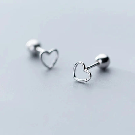 Silver Color Simple Small Rose Star Stud Earrings Tragus Cartilage for Women Hypoallergenic Daily Wear Ear Piercing Jewelry Gift
