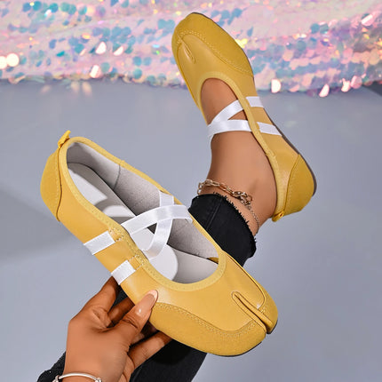 Fashion Soft Leather Split Toe Women Tabi Ballet Flats Spring Autumn Comfortable Walking Lazy Loafers Casual Girls Dance Shoes