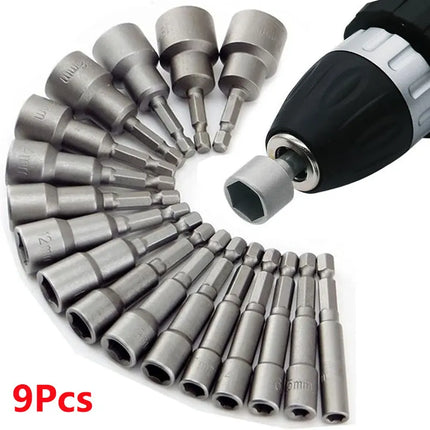 9pcs/set 5mm-13mm Hex Sockets Sleeve Nozzles Nut Driver Set Screwdriver Set Schroevendraaier Set Bits Sets Tools - product im