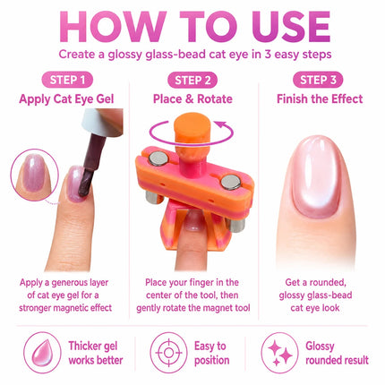 Nailpop Professional Upgraded Magnetic Wand for Cat Eye Nails DIY 3D Glass Bead Effect Nail Art Tool Mint Lime Pink Sunset 1pc