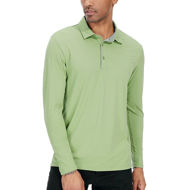 Men's Lightweight Sport Athletic Polo Shirt Thin Long Sleeve Shirts Spring Summer Outdoor Running Workout Hiking Golf Polo Shirt