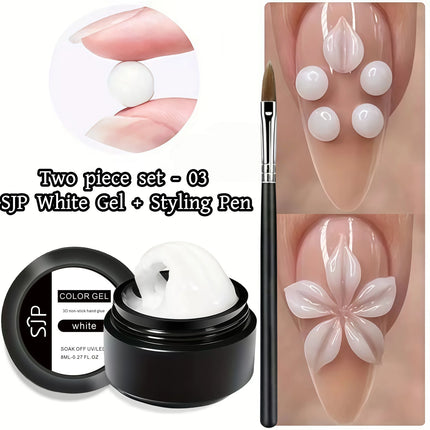 3D Nail Gel, Non-Sticky Hard Long-Lasting Overlay, Creates 3D Bow Geometric Letter Shapes, Salon Quality, Soluble Residue-Free A