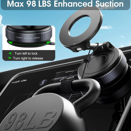Folding Strong Magnet Magnetic Phone Holder 360° Rotation Desk Car Vacuum Suction Windshield Dashboard Mobile Holder
