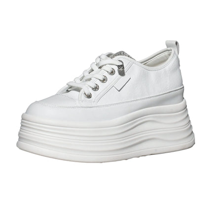 Fujin Casual Shoes For Woman Shoes on Platform Heel Shoes 9 cm 3 inch  White Comfortable High Heel Hidden Chunky Wedge Sneakers