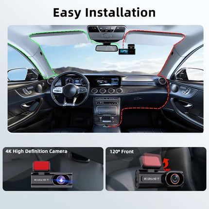 ACCEO Dash Cam WIFI GPS Mini CAR DVR Front 4K And Rear 1080P Dual Lens Black Box Room Camera Night Vision 24H Parking Monitor