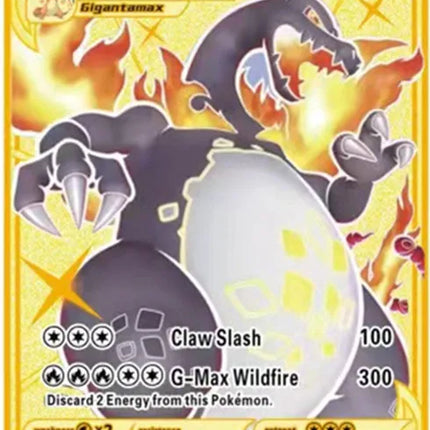 English Version Pokemon Metal Card Anime Figure Pikachu Charizard Mewtwo Battle Trading Game Collection Cards Model Toy Gifts