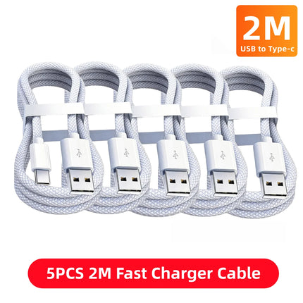 5PCS USB C Cable to USB C 100W Fast Charging Charger Cable Supports Fast Charging For iPhone 16 15 17 Samsung Xiaomi Huawei etc