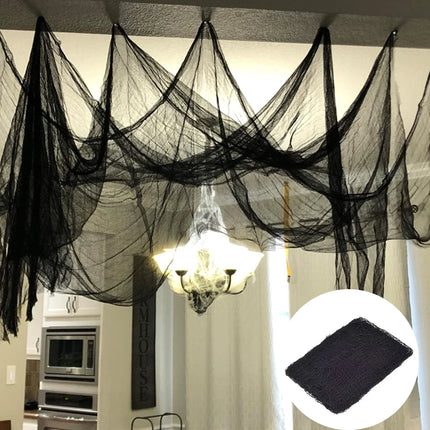 Black Halloween Gauze 72X186 Cm Creepy Cloth Black Netting Spider Web Decor Halloween Horror House Party Decoration