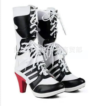 Personalized Designer Women Boot Autumn Novelty Hollow Out Single Boot Lace Up Black White Knee Boots Large45 Medium Single Boot