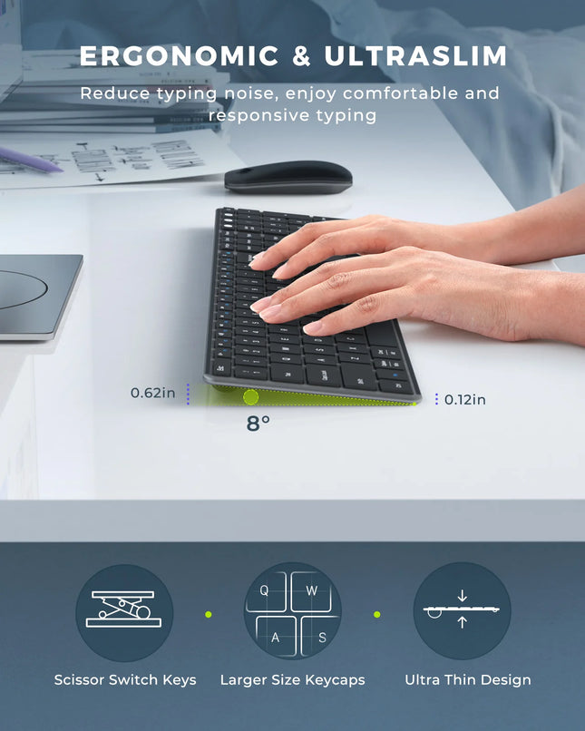 Seenda Wireless Bluetooth Keyboard And Mouse Combo Multi-device Rechargeable Slim Keyboards And Mice For Win - product image