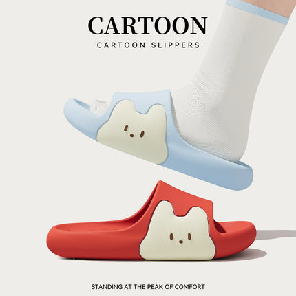 Cartoon Cute Rabbit Thick Bottom Home Slippers Women's Summer Comfortable Soft Cloud EVA Slippers Woman Candy Color Couple Slide